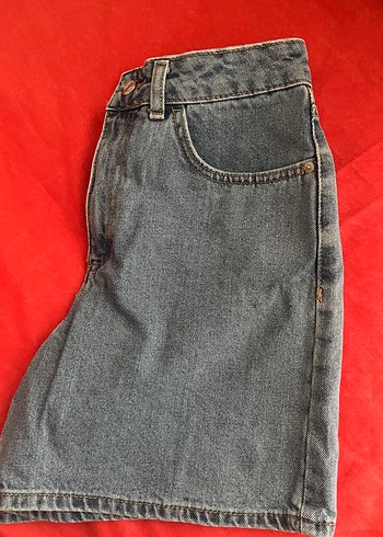 28 Beden gri Renk Gri Midi Denim Kadın Şort