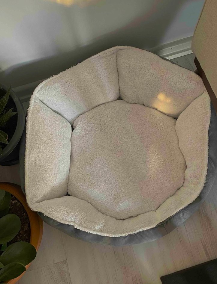 Gri/Krem Yumuşaki Kedi Yatağı - Görsel 2