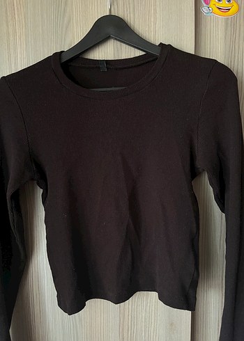 m Beden Kahverengi Kadın Uzun Kollu Crop Top