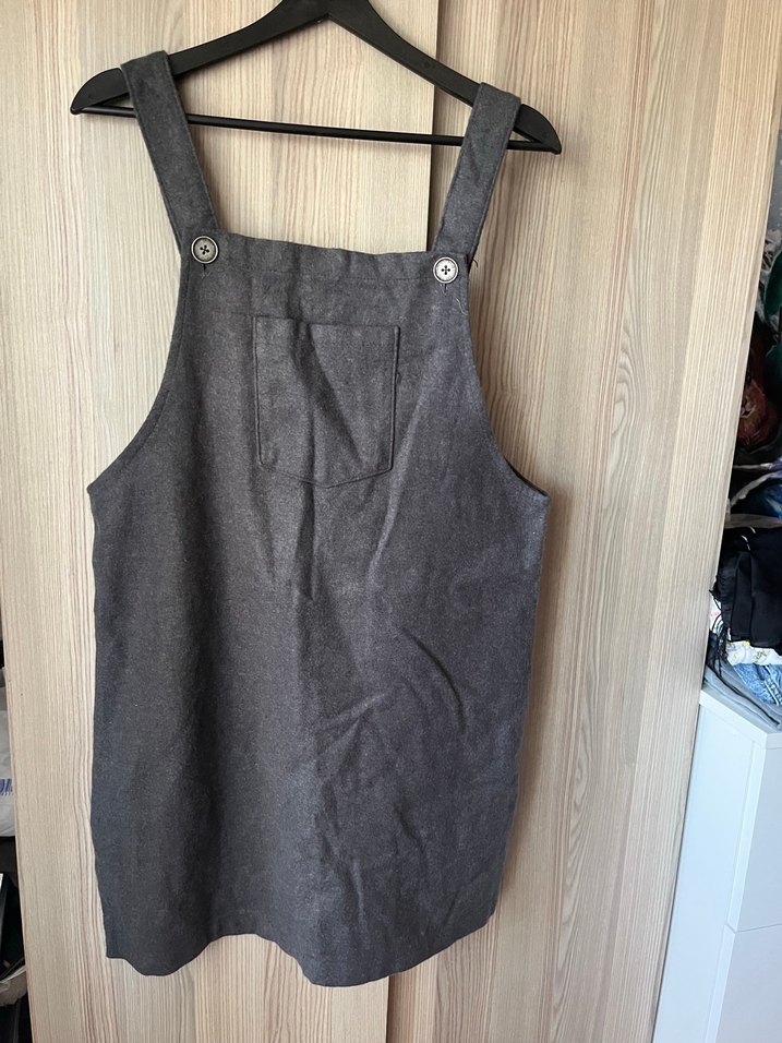 Düğmeli Gri Salopet - Görsel 3