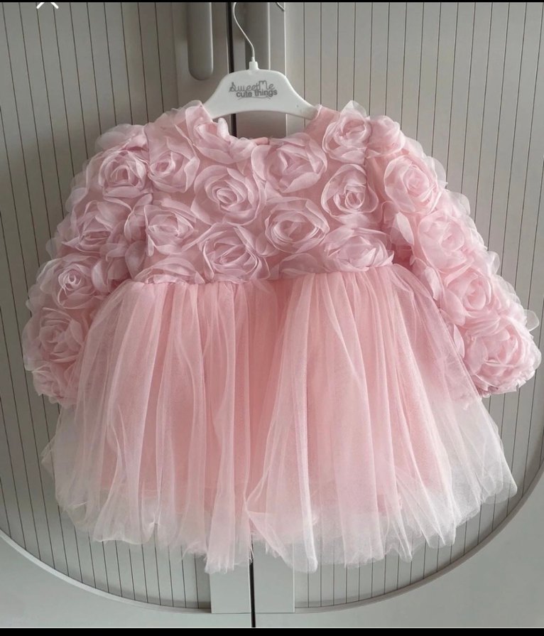 Kız Çocuk Pembe Fırfırlı Elbise - Görsel 2