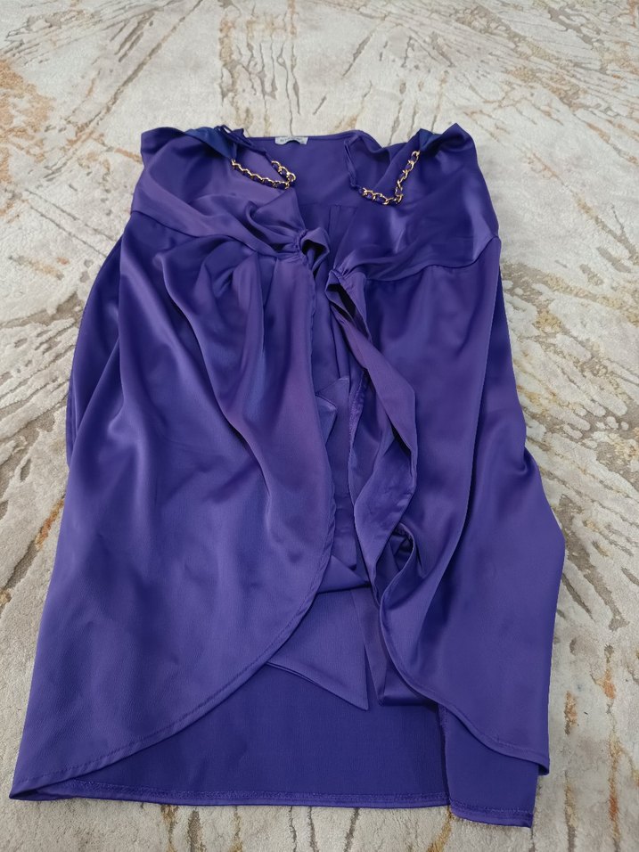 Uzun, Mor, Dökümlü Hamile Elbisesi - Görsel 2