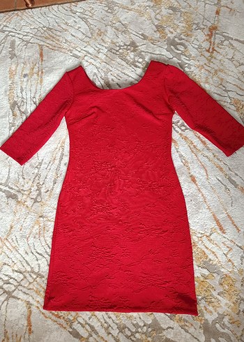 Dantel Detaylı Kırmızı Mini Elbise - Görsel 3