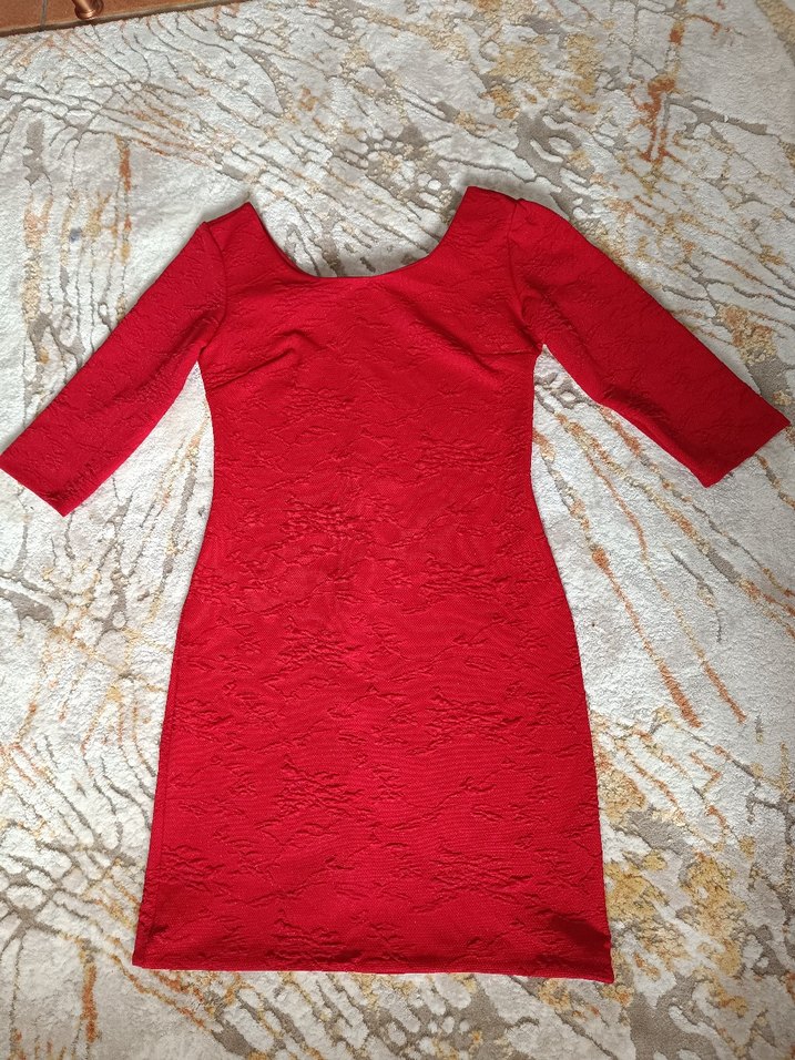 Dantel Detaylı Kırmızı Mini Elbise - Görsel 2