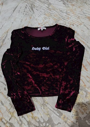 Bordo Kadife Bluz Uzun Kollu - Görsel 2