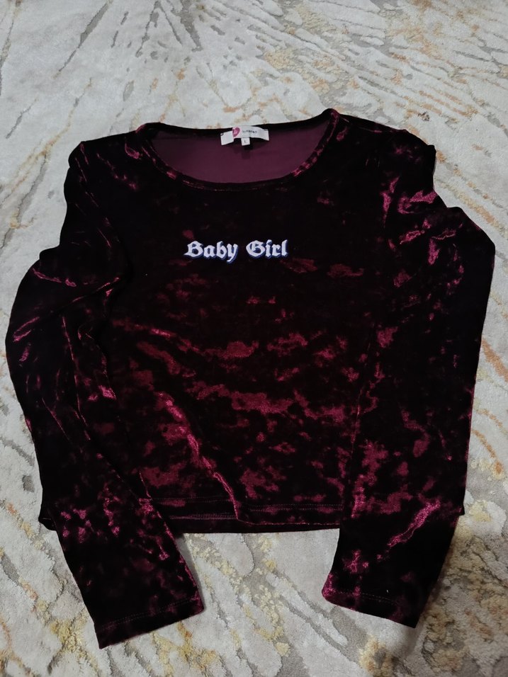 Bordo Kadife Bluz Uzun Kollu - Görsel 3