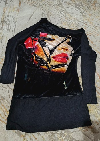 Düşük Omuz Saten Bluz - Görsel 3