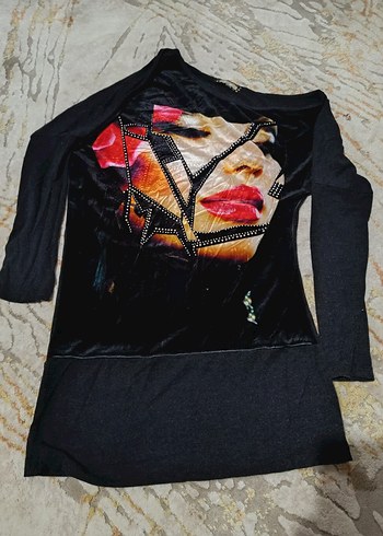 Düşük Omuz Saten Bluz - Görsel 2