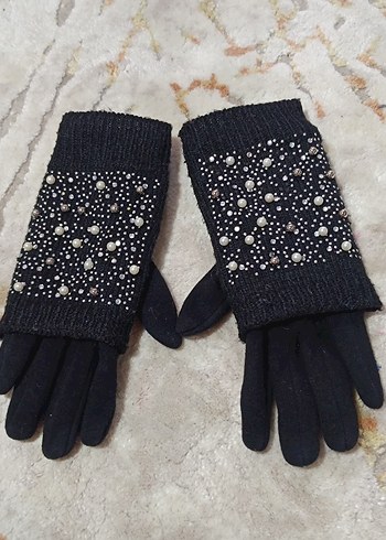 Siyah Payetli Kadın Eldiven - Görsel 2