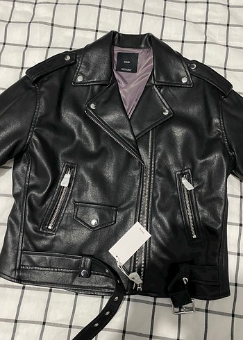 Mango Siyah Kadın Deri Biker Ceket