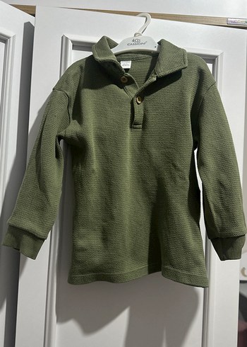 Düğmeli Erkek Çocuk Haki Sweatshirt - Görsel 2