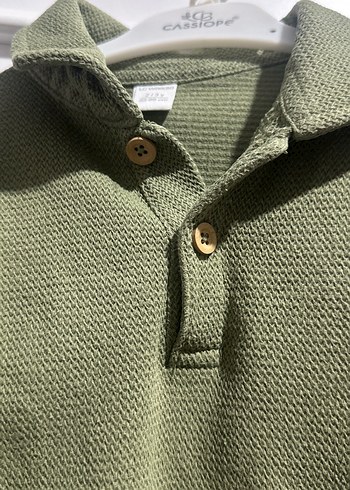 Düğmeli Erkek Çocuk Haki Sweatshirt - Görsel 3