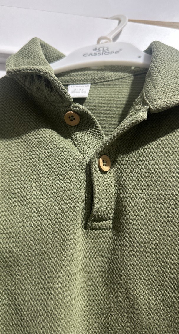 Düğmeli Erkek Çocuk Haki Sweatshirt - Görsel 3