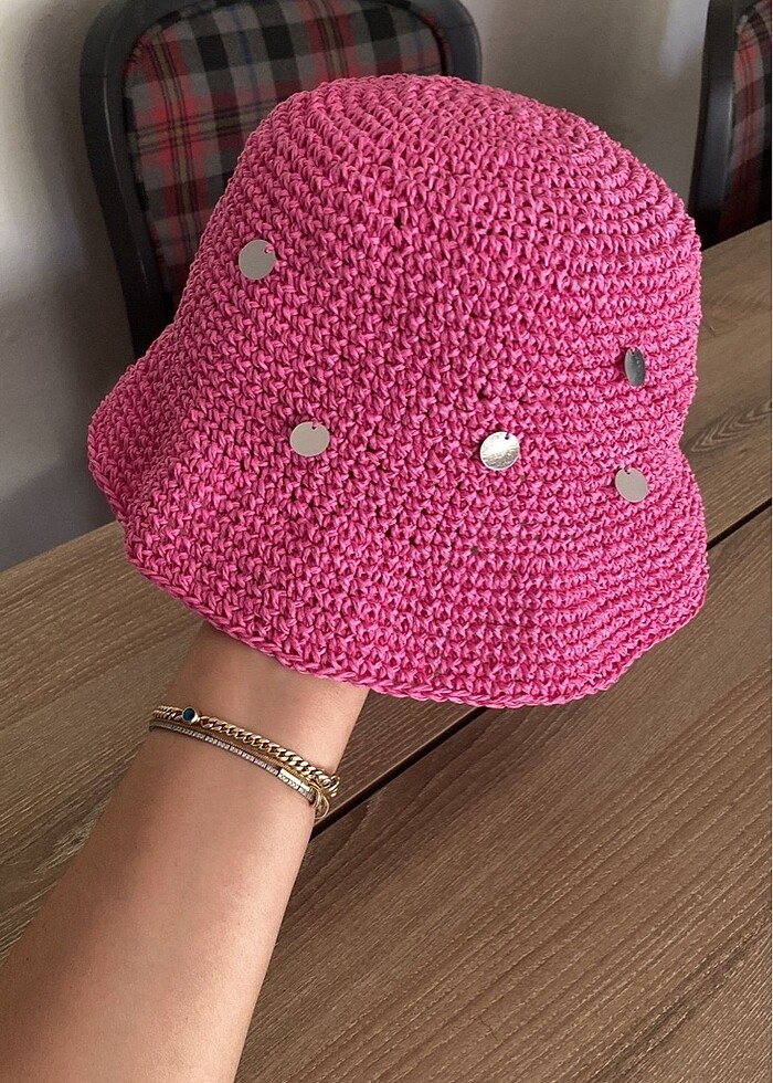 Kağıt ip el emeği şapka - Görsel 4