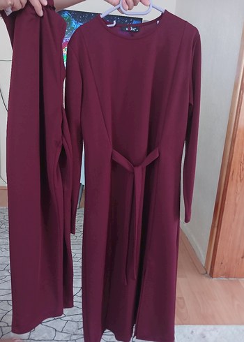 Diger Bordo Kadın Uzun Kollu Uzun Elbise