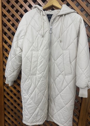 s Beden ten rengi Renk Mavi Jeans Uzun Krem Kadın Şişme Mont
