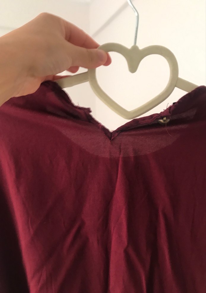 Bordo V Yakalı Kolsuz Hamile Tuniği - Görsel 4