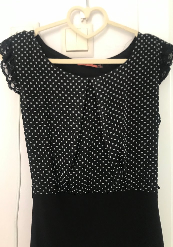 Siyah Puantiyeli Midi Elbise - Görsel 2