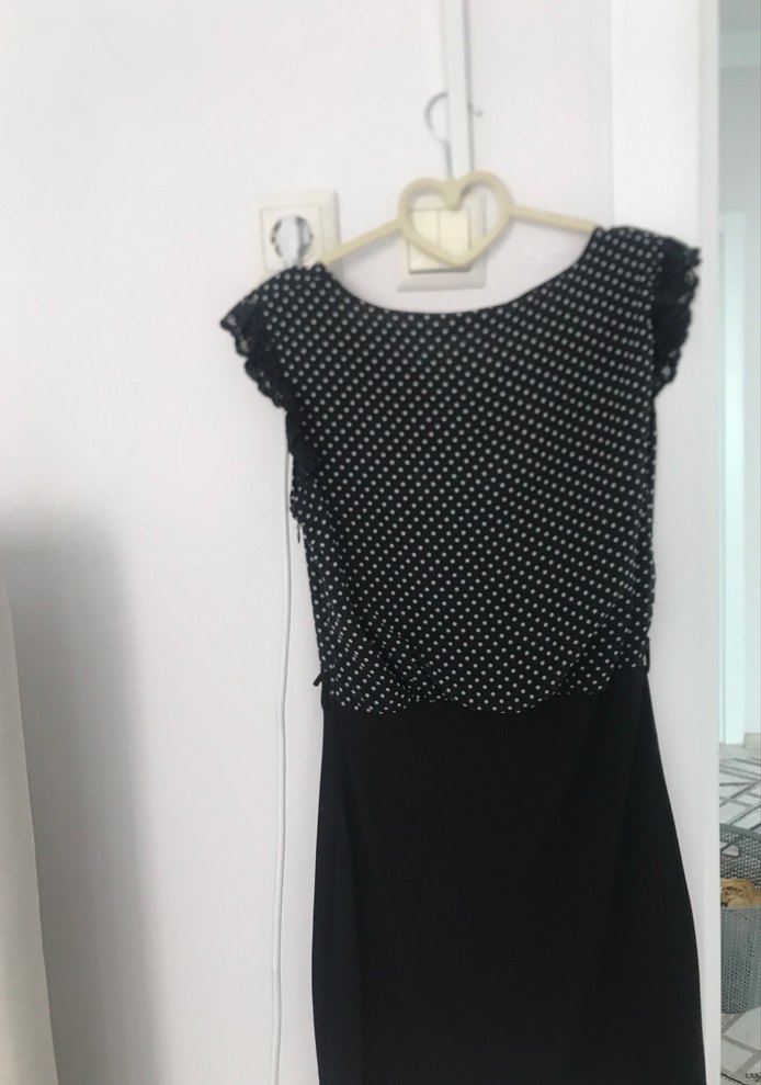Siyah Puantiyeli Midi Elbise - Görsel 4