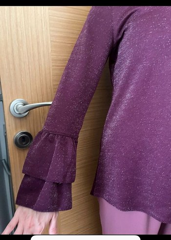 Mor Uzun Kollu Rahat Kesim Tunik - Görsel 4