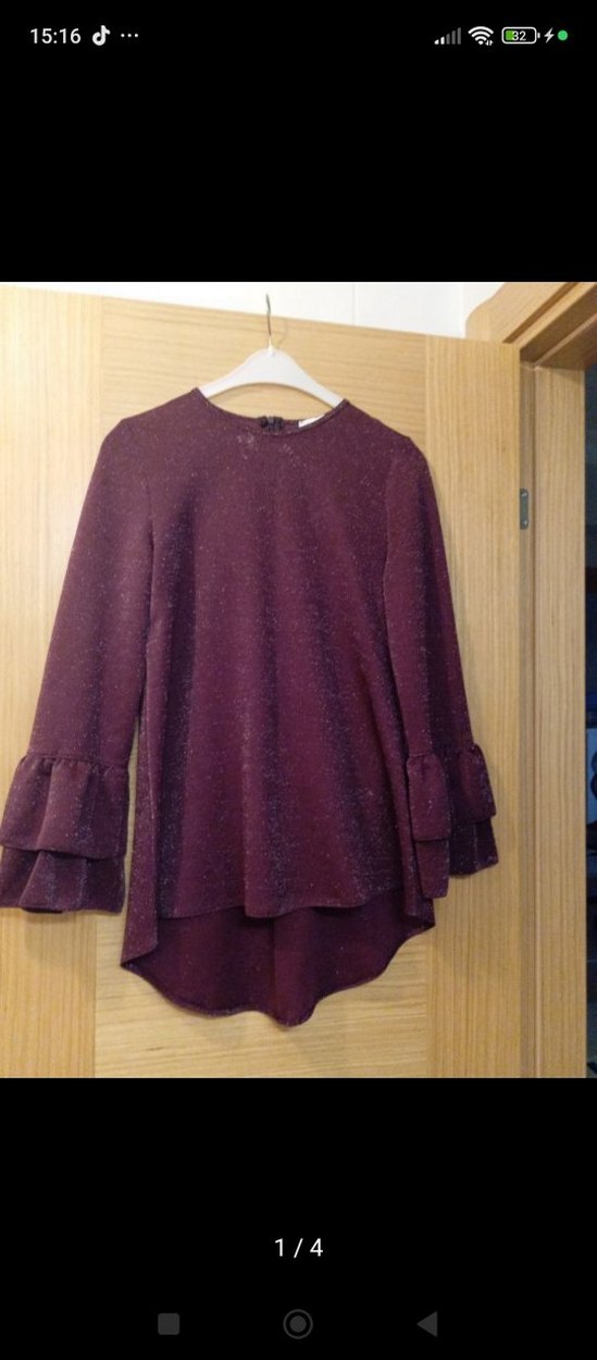 Mor Uzun Kollu Rahat Kesim Tunik - Görsel 2