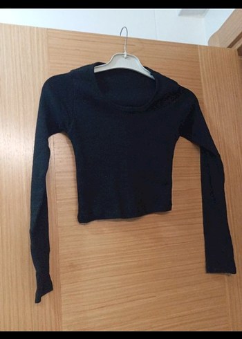 Siyah Kadın Uzun Kollu İnce Sweatshirt - Görsel 2