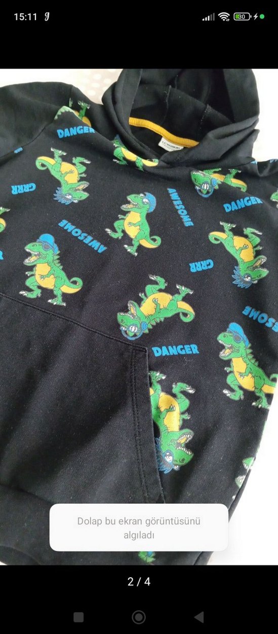 Erkek Çocuk Siyah Baskılı Kapüşonlu Sweatshirt - Görsel 2