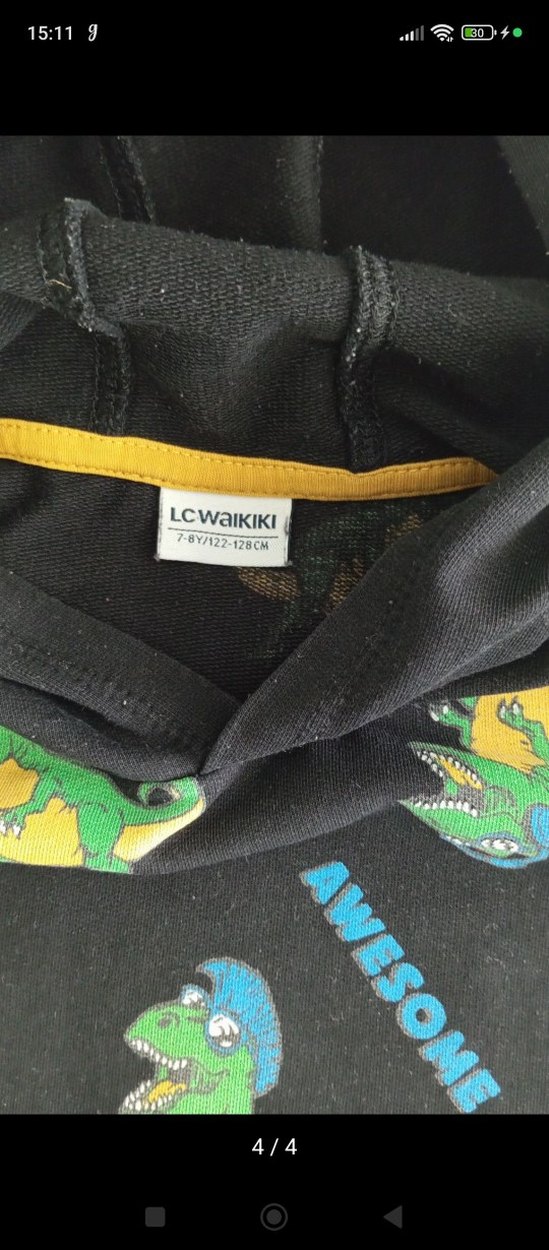 Erkek Çocuk Siyah Baskılı Kapüşonlu Sweatshirt - Görsel 4