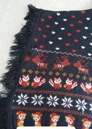 Kapüşonlu Nakışlı Kız Çocuk Ponçosu - Görsel 6