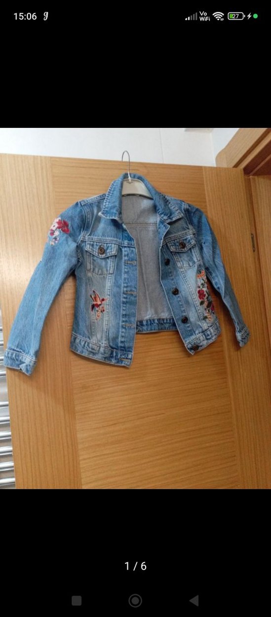 Nakışlı Mavi Kız Çocuk Kot Ceket - Görsel 2