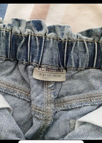 Gri Mavi Bol Kesim Kemerli kız çocuk kot Pantolon - Görsel 4