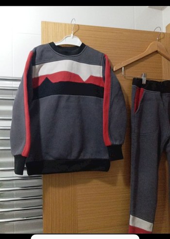 Gri Erkek Çocuk Triko Sweatshirt ve Eşofman - Görsel 5