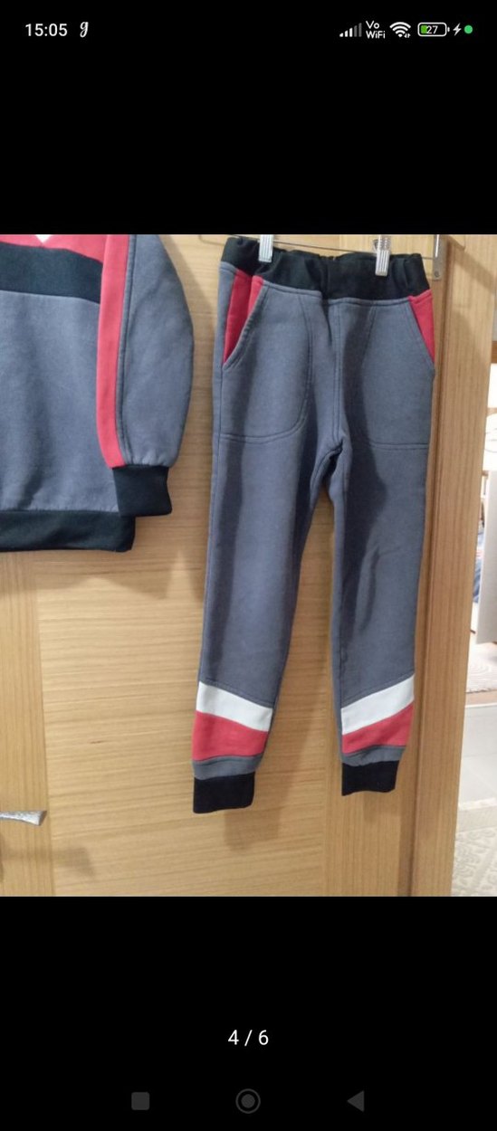 Gri Erkek Çocuk Triko Sweatshirt ve Eşofman - Görsel 4