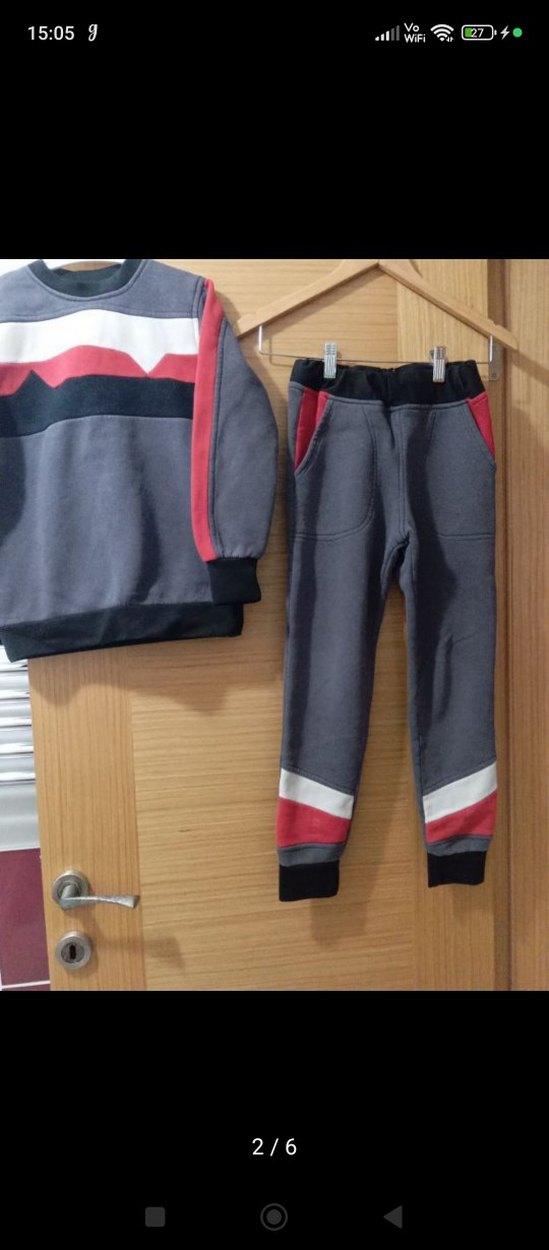 Gri Erkek Çocuk Triko Sweatshirt ve Eşofman - Görsel 2