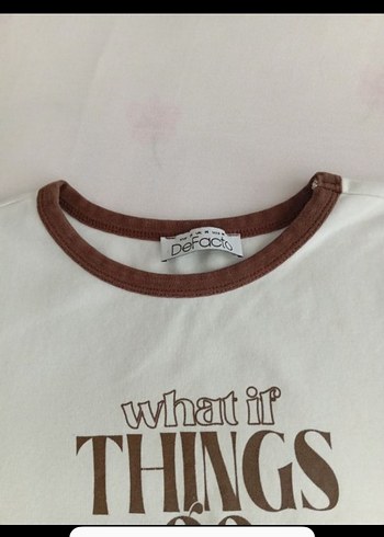 Kahverengi Baskılı Kısa Kollu Crop Tişört - Görsel 5