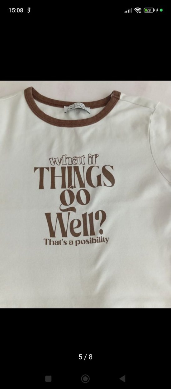 Kahverengi Baskılı Kısa Kollu Crop Tişört - Görsel 2