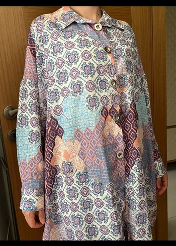 Bohem Uzun Kollu Düğmeli Kadın Gömlek - Görsel 2