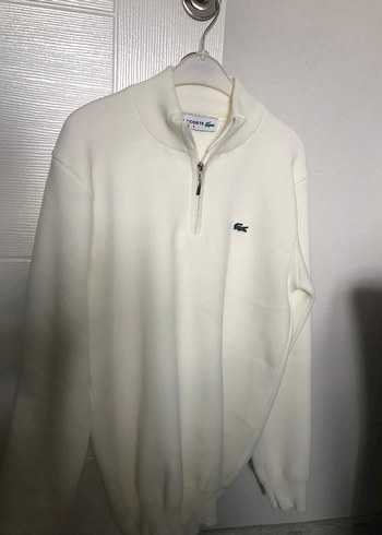 Lacoste Beyaz Fermuarlı Erkek Sweatshir,L beden - Görsel 2