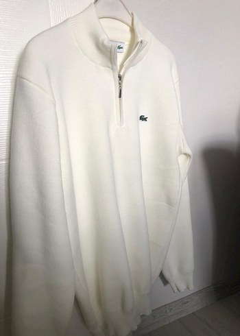 Lacoste Beyaz Fermuarlı Erkek Sweatshir,L beden - Görsel 4