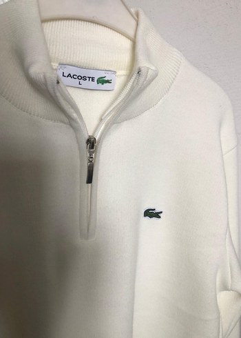 Lacoste Beyaz Fermuarlı Erkek Sweatshir,L beden - Görsel 5