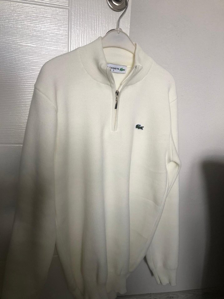 Lacoste Beyaz Fermuarlı Erkek Sweatshir,L beden - Görsel 2