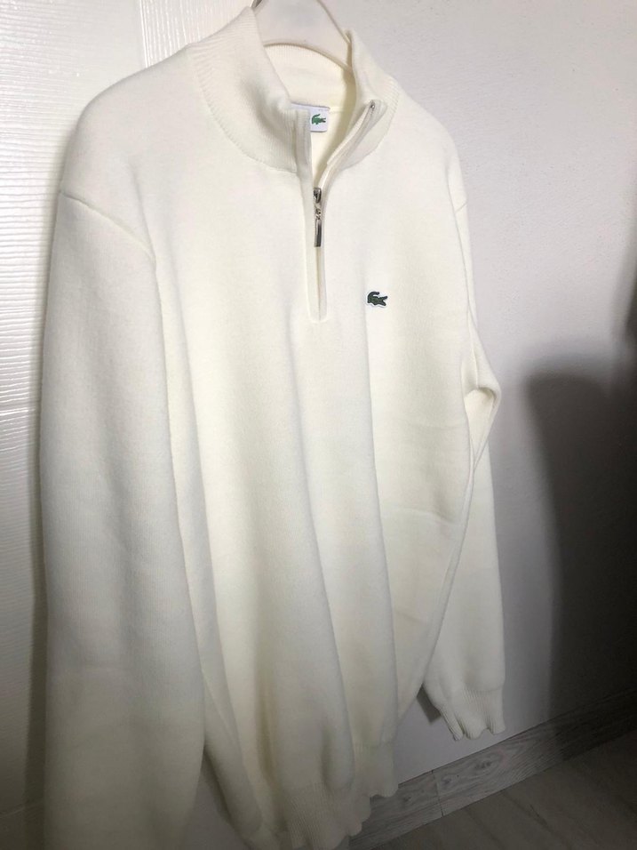 Lacoste Beyaz Fermuarlı Erkek Sweatshir,L beden - Görsel 4