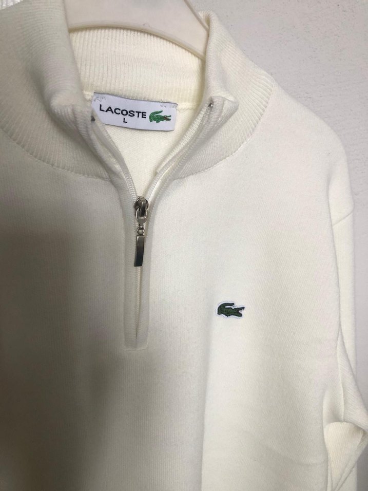 Lacoste Beyaz Fermuarlı Erkek Sweatshir,L beden - Görsel 5