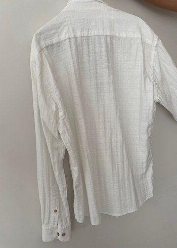 Erkek krem keten uzun kollu gömlek - Görsel 3