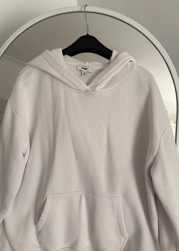 Kadın beyaz Kapüşonlu Sweatshirt - Görsel 3