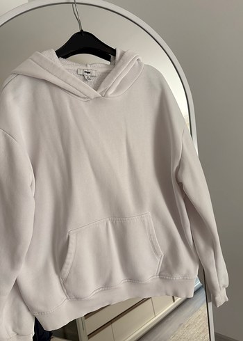 Kadın beyaz Kapüşonlu Sweatshirt - Görsel 2