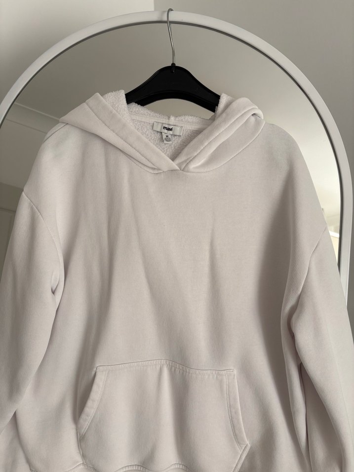 Kadın beyaz Kapüşonlu Sweatshirt - Görsel 3