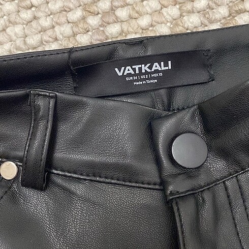 xs Beden siyah Renk Vatkalı deri pantolon