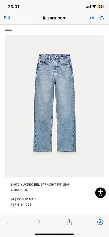 Zara yüksek bel jean