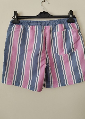Pembe Mavi Çizgili Erkek Mini Şort - Görsel 2